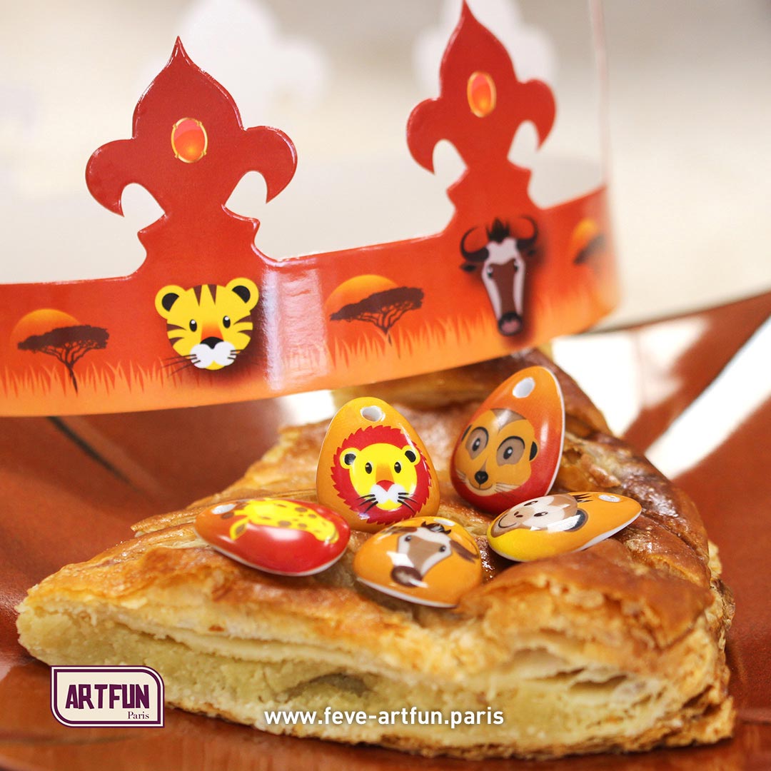 ArtFun Lot 1000 FEVES Collection Roi de la Savane - Feve Galette des Rois  Epiphanie Premium - Bijou Feve Porcelaine